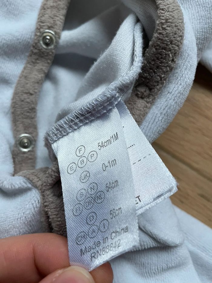 Lot 2 pyjamas velours 1 pièce - Vertbaudet - 1mois - photo numéro 5