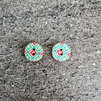 Lot de 2 boutons en bois vintage