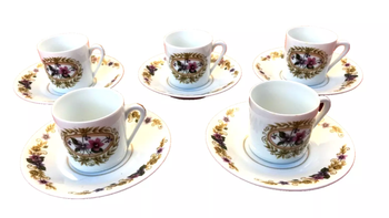 5 Tasses / Soucoupes à café  Limoges Porcelaine BM  Porcelaine Française