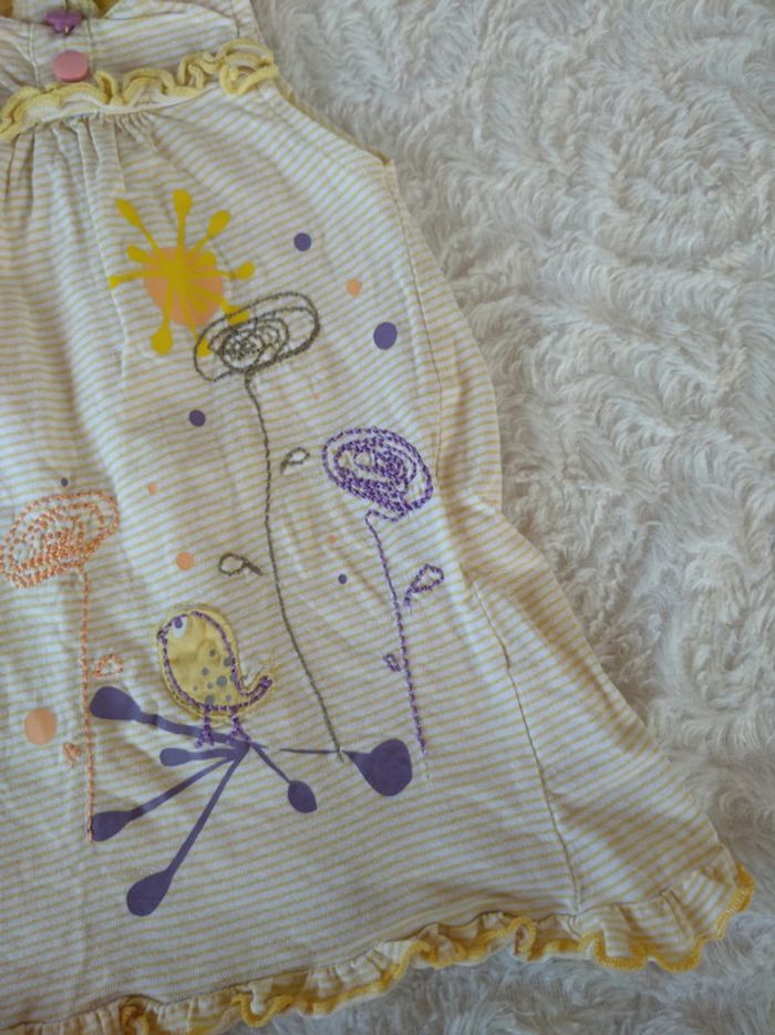 Robe été Fille 3mois Fleurs Oiseaux Pik Ouic 100% coton - photo numéro 5