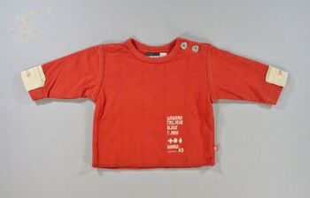 Tee-shirt manches longues jersey doublé rouge Jean Bourget 3 mois 60 cm garçon
