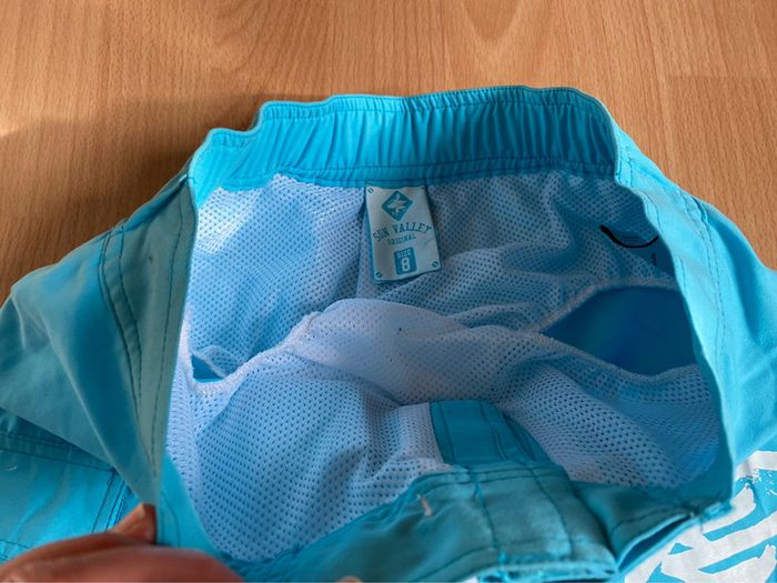 Beau short de bain/boardshort bleu turquoise T. 8 ans garçon neuf avec étiquette - photo numéro 4