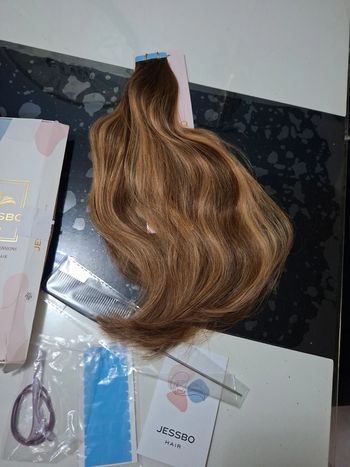 Extension Adhésif 40cm brun moyen et Blond foncé