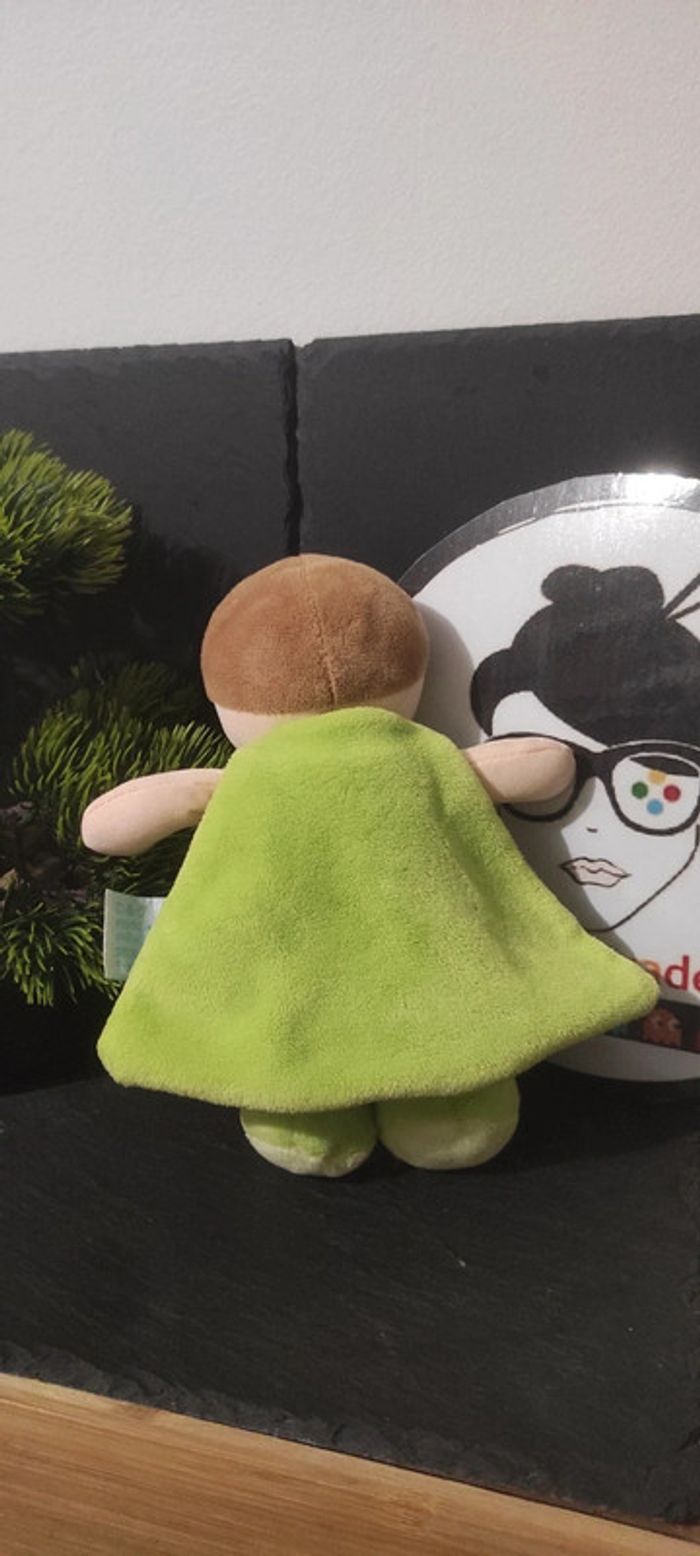 Doudou Mon Super Héros vert Baby Nat BN759 20 cm Cape garçon marron Masque - photo numéro 2