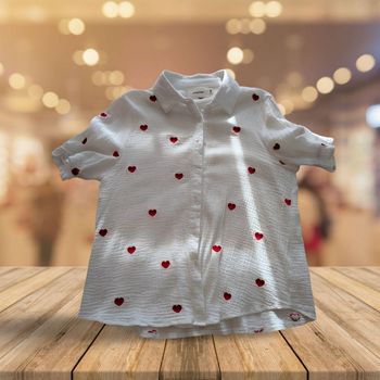 Chemise Blouse Jubylee - Coeurs Rouges Brodés