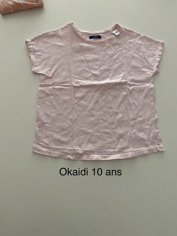 Tee shirt rose pâle okaidi 10ans