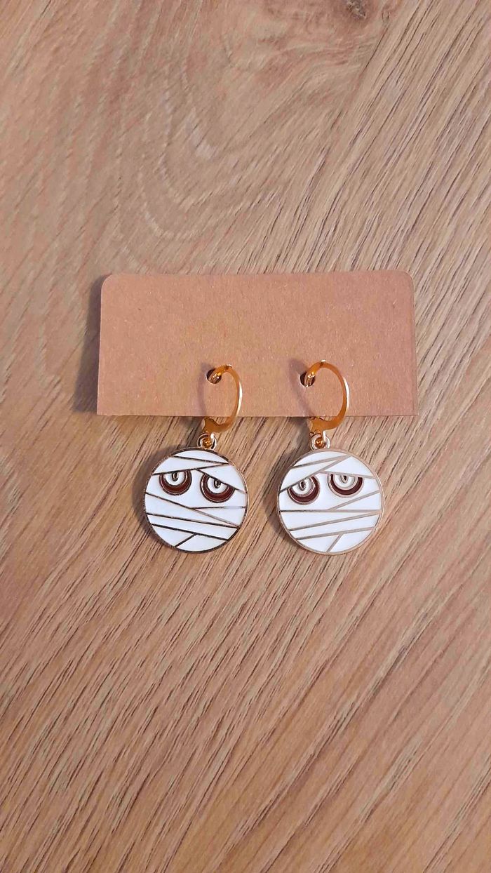 Boucles d’Oreilles Halloween Momies Rondes - photo numéro 2