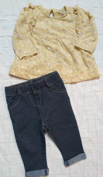 Kiabi ensemble blouse legging Jean 3 mois
