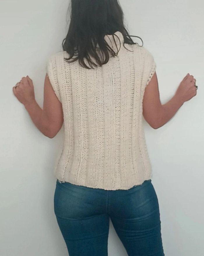 Gros pull tricot sans manches col roulé taille unique - photo numéro 5