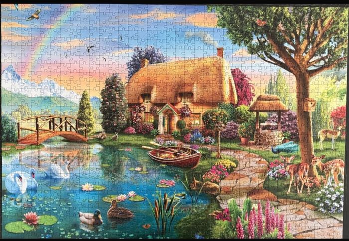 Puzzle complet 1000 pièces TRÈS BON ÉTAT maison de campagne - photo numéro 2