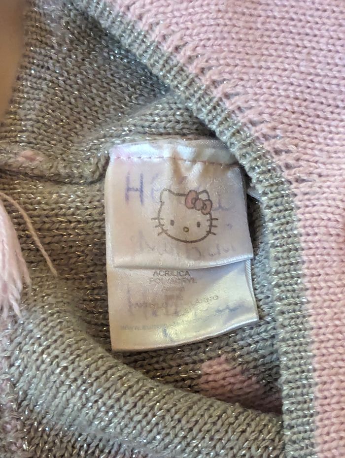 Bonnet Cache Oreilles Dessin Chat Ruban Ecriture Hello Kitty Tresses Pompon Accessoire Petits Enfant - photo numéro 8