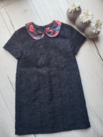 Superbe robe brodée noire catimini & audrey lombard 6 ans
