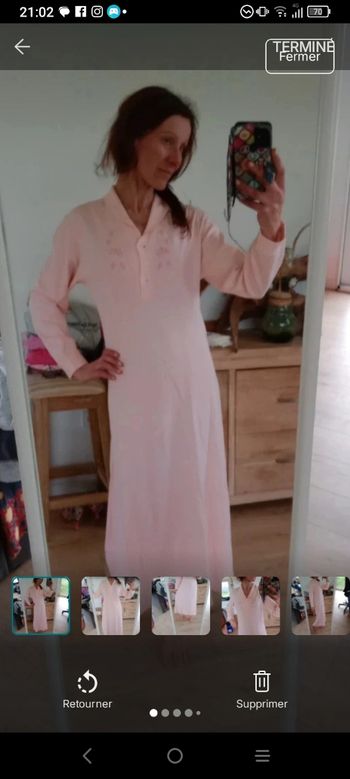 Robe de nuit longue xl vintage rose poudré c79