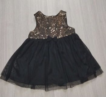 Robe de fête noire et dorée à sequins – 9 mois (74 cm)