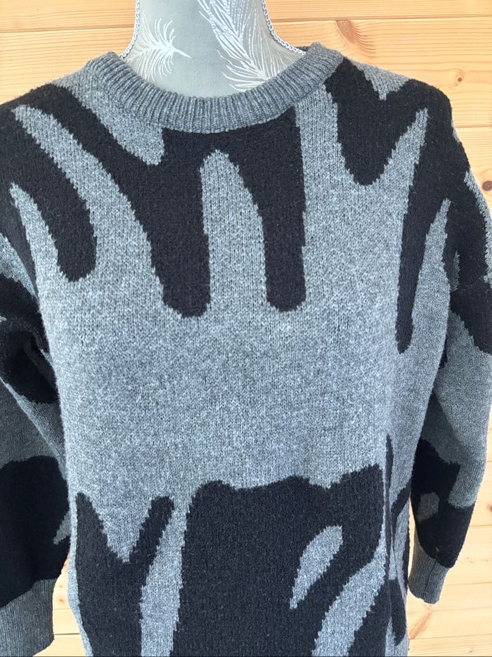 Pull femme noir et gris taille XS  tendance - photo numéro 4