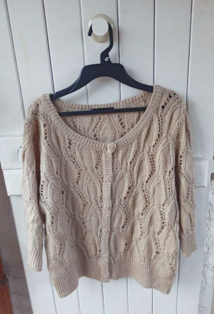 Cardigan beige ajouré mim taille M