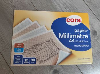 Papier millimétré cora une face bleue et une face bistre