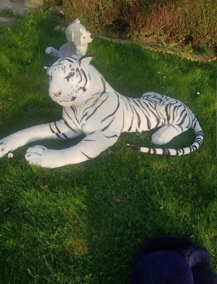 Grande peluche tigre blanc 1m10