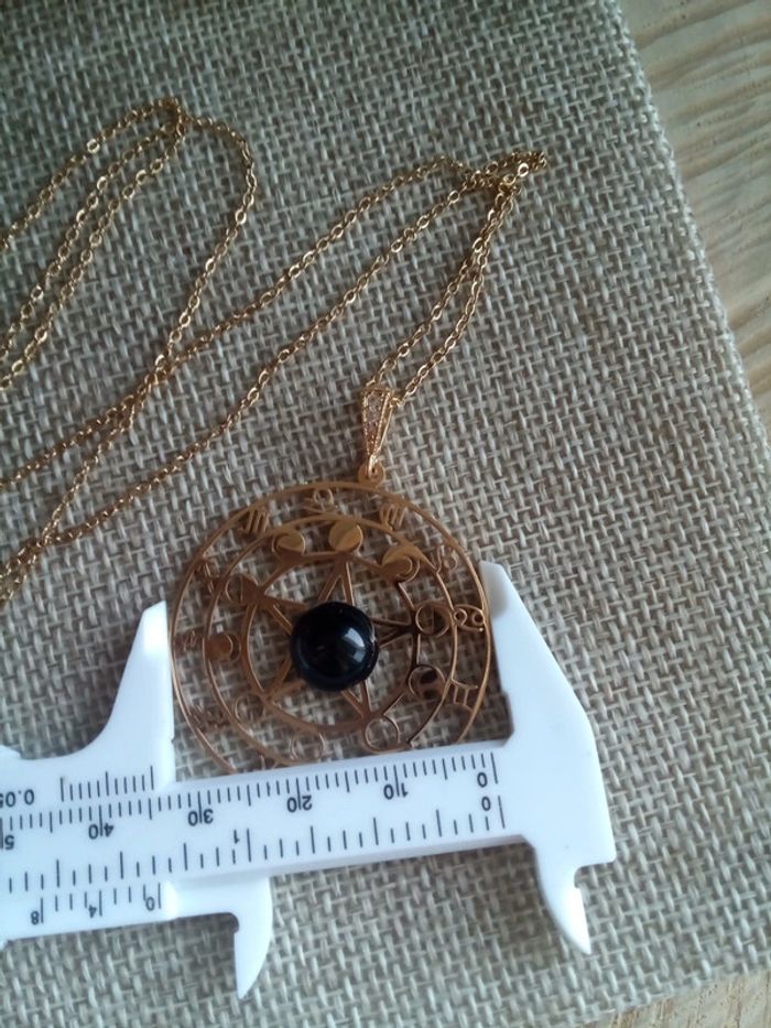 Collier obsidienne noire et médaillon étoile astro - photo numéro 3