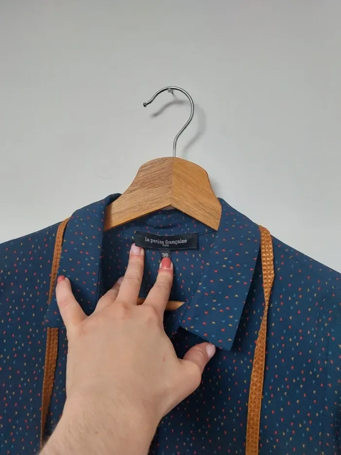 Chemise bleue marine à motifs La Petite Française 36 - photo numéro 4