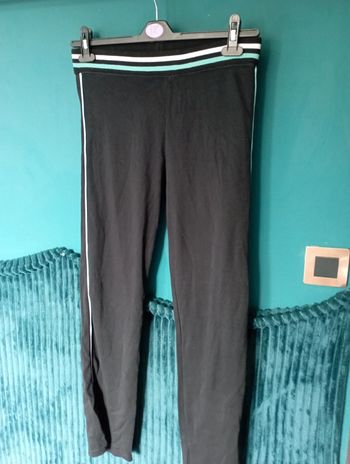 Ensemble tee shirt et legging noir/turquoise/blanc