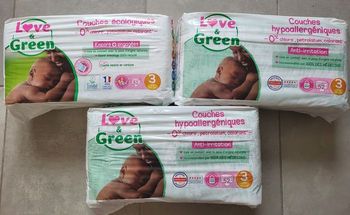 3 paquets de couches love and green taille 3