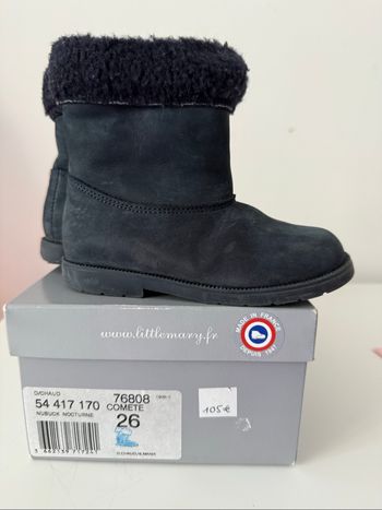 Bottines fille Little Mary Comète – pointure 26 – nubuck bleu marine (fabriquées en France)