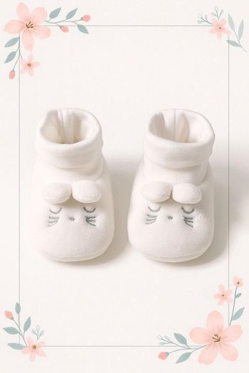 Chaussons bébé neufs blancs motif lapin 3-6 mois