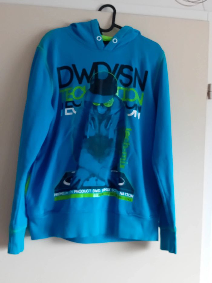 Pull à capuche bleu turquoise C&A 16 ans