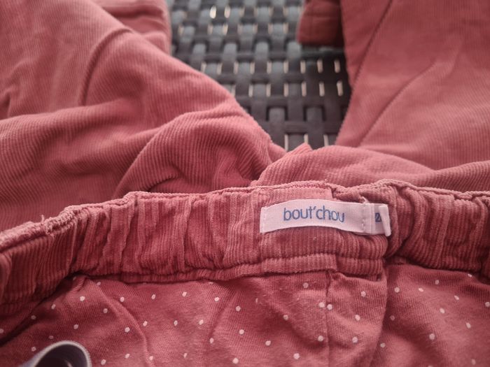 Pantalon. Réglable taille. Velours. Vieux rose. 12 mois. Bout'chou - photo numéro 2
