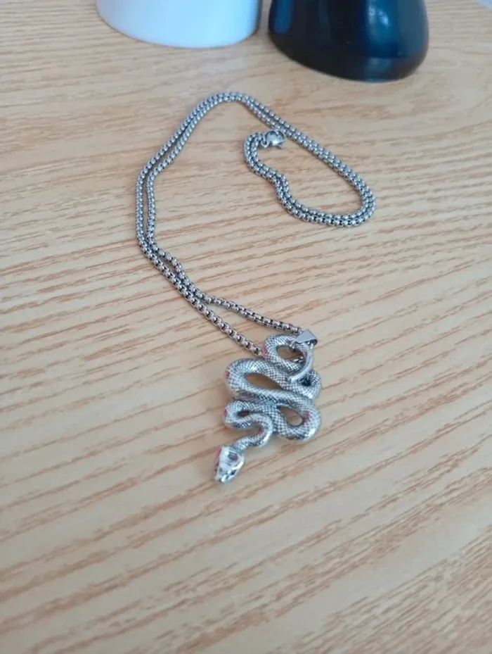 Solde 💝 Cadeau homme Chaine serpent courbé en acier inoxydable gr - photo numéro 2