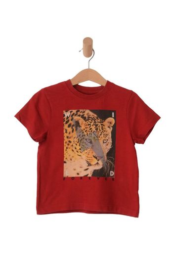 T-shirt rouge motif félin/tête de léopard - Orchestra 4 ans