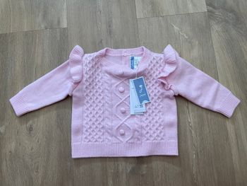 Pull bébé fille en tricot - rose poudre - jacadi  - 6 mois - 67 cm