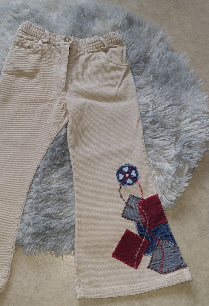 vintage pantalon évasé velours côtelé fille 4 ans - photo numéro 3