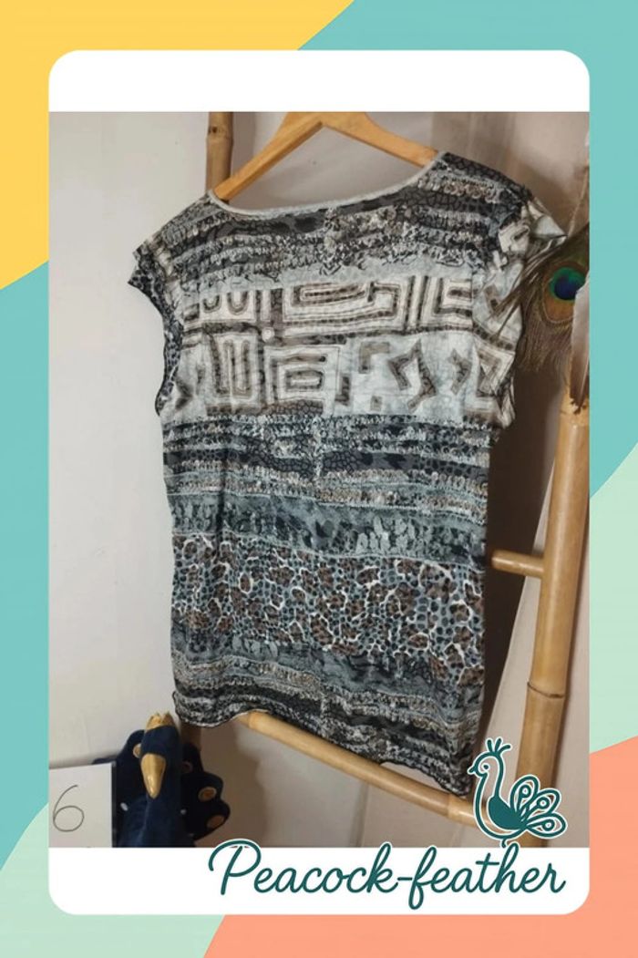 T-shirt bleu/gris T6 - photo numéro 8