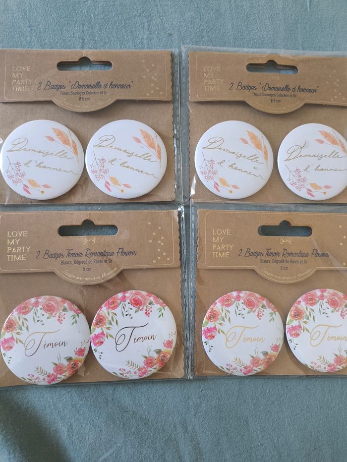 Lot badges Mariage