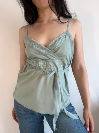 Haut bleu pastel à perles y2k taille XL 🦋