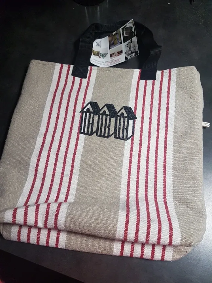 Sac de plage en coton rayé - photo numéro 7