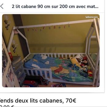 Vend 2 lit cabane avec  2 matelas