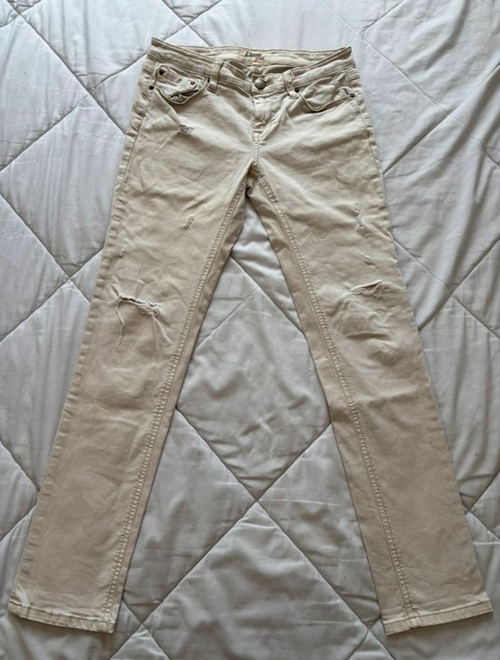 Jean etam jeans blanc écru crème taille basse slim y2k début 2000 taille M/38 - photo numéro 2
