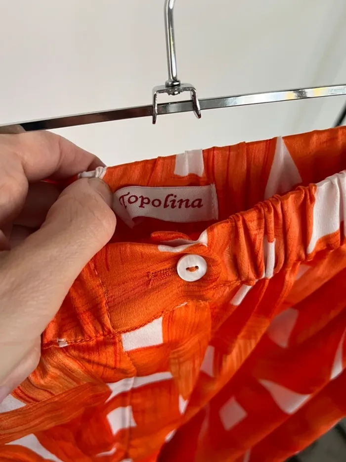 Ensemble chemise pantalon orange satiné Topolina - photo numéro 5