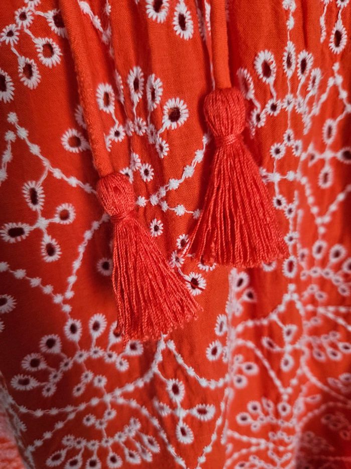 Robe Arielle écru fond corail Sézane - photo numéro 4