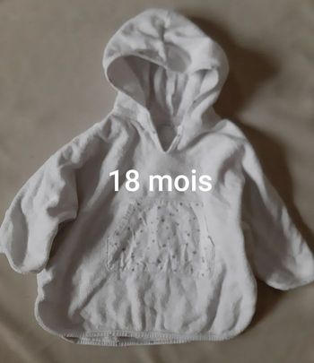 poncho de bain blanc mixte garçon / fille - Bout'chou - 18 mois