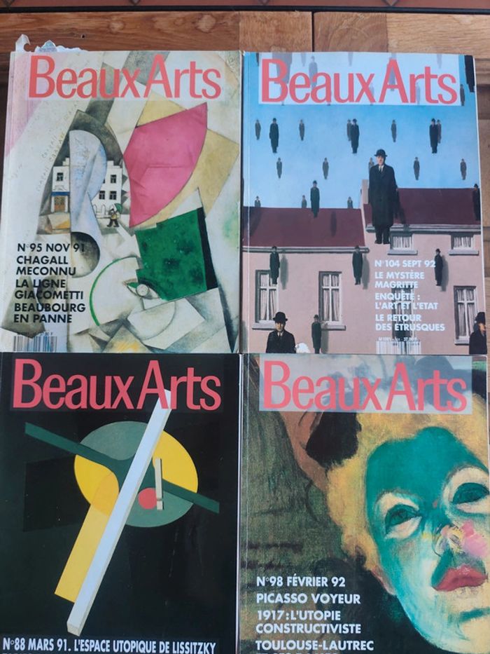Lot de 4 magazines Beaux-Arts anciens Années 1991-1992 Collection vintage art et culture