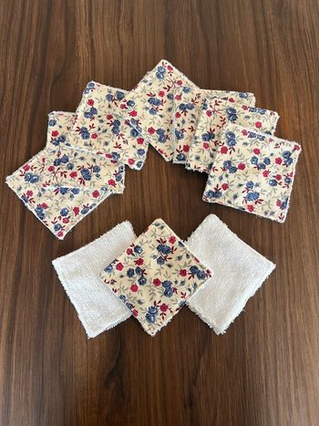 Lot 10 carrés cotons lavables réutilisables