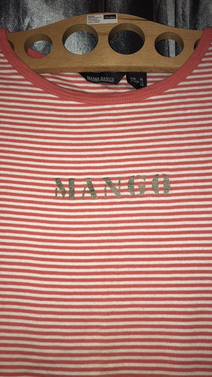 Tee-shirt Mango corail et doré - photo numéro 2