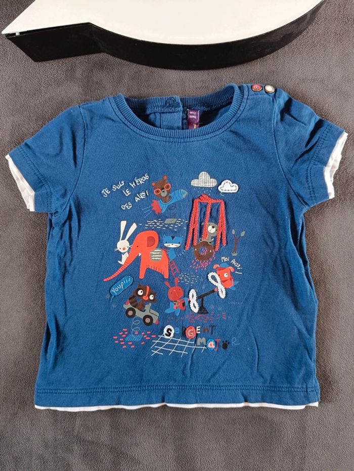 Tee shirt chemise manches courtes Garçon 9 mois parc jeux Sergent major 100% coton - photo numéro 2
