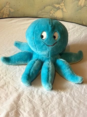 Grosse Pieuvre Bleue Tête Ronde Petites Tentacules Peluche Petits Enfants Bébés