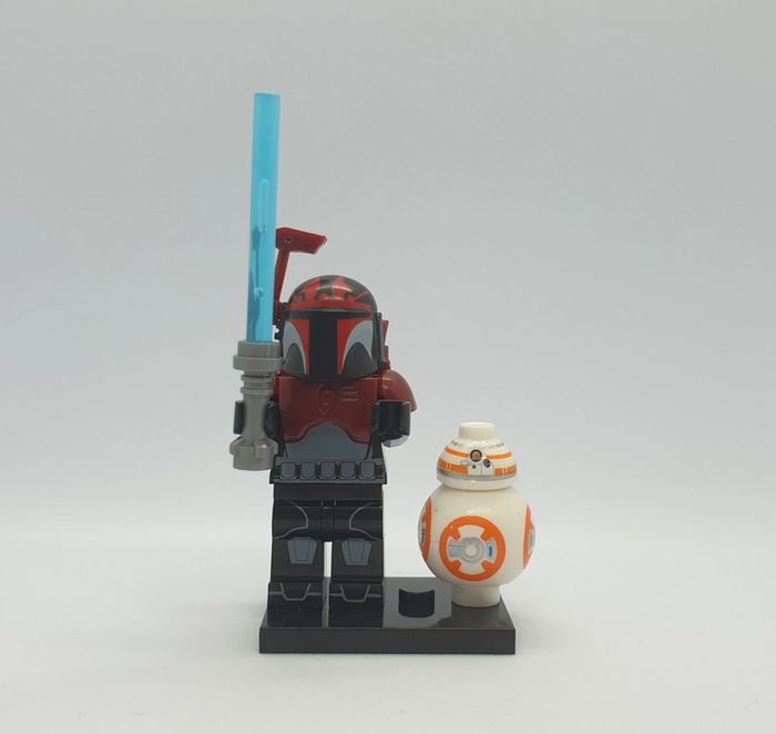 🌠 Figurine Star Wars The Clone Wars - Obi-Wan Kenobi Armure Mandalorienne avec BB-8 - (Style Lego) 🌠