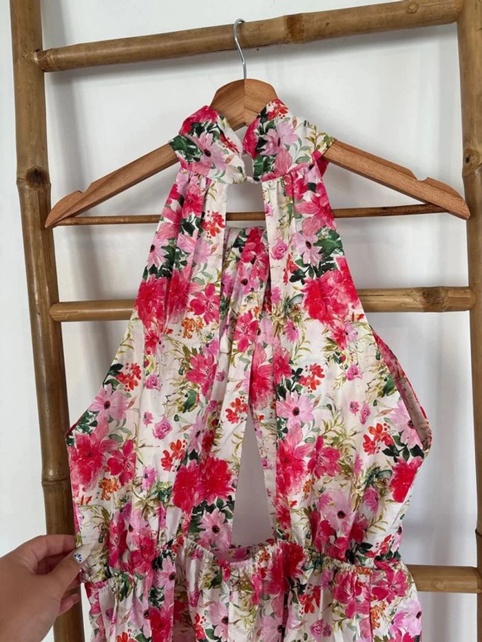Jolie Combi short à fleurs rose et blanche Kilky taille S/M neuve avec étiquette - photo numéro 11